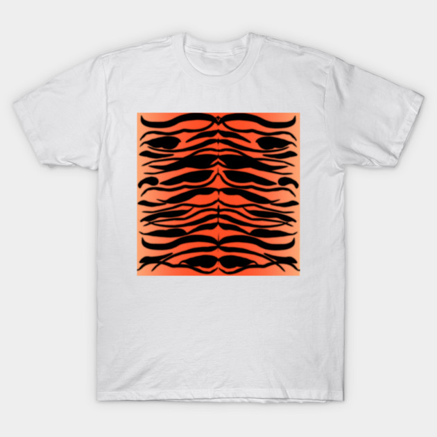 Tiger Skin Striped Pattern in Papaya Orange T-Shirt by ButterflyInTheAttic