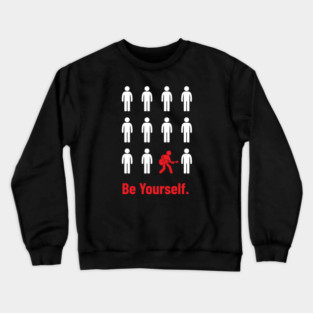 Be Yourself Guitarist Stickman Silhouette Dark Theme Crewneck Sweatshirt