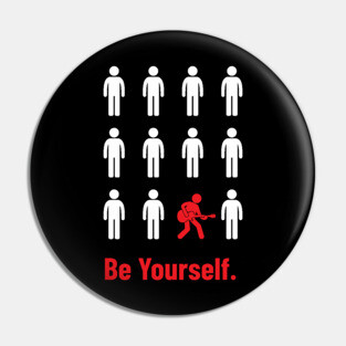Be Yourself Guitarist Stickman Silhouette Dark Theme Pin