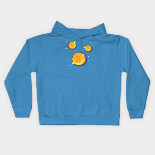 Gold Bitcoin Cartoon Vector Icon Illustration Kids Hoodie