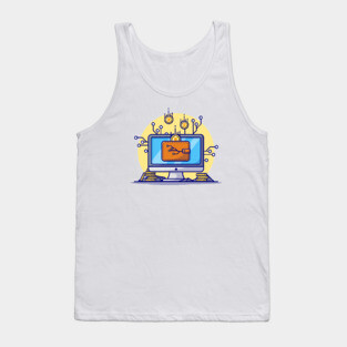 Online CryptoCurrency Cartoon Vector Icon Illustration Tank Top