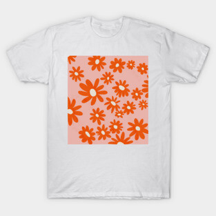 orange retro floral T-Shirt