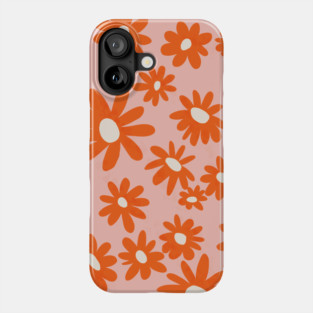 orange retro floral Phone Case