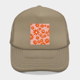 orange retro floral Hat