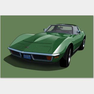 1970 Corvette Stingray in Donnybrooke Green Posters and Art