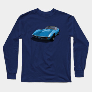 1970 Corvette Stingray in Mulsanne Blue Long Sleeve T-Shirt