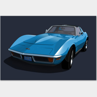 1970 Corvette Stingray in Mulsanne Blue Posters and Art