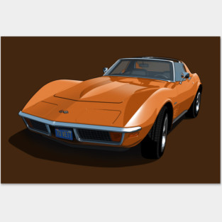 1970 Corvette Stingray in Ontario Orange Posters and Art