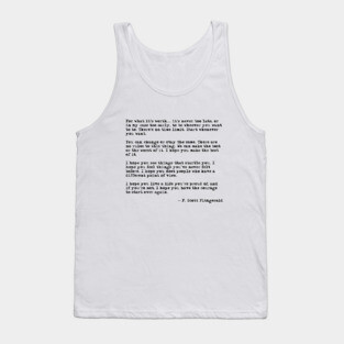 For what it's worth - F Scott Fitzgerald quote Tank Top