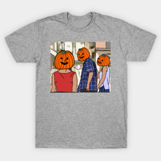 Funny Halloween Horror Pumpkin Head Distracted Boyfriend Meme T-Shirt