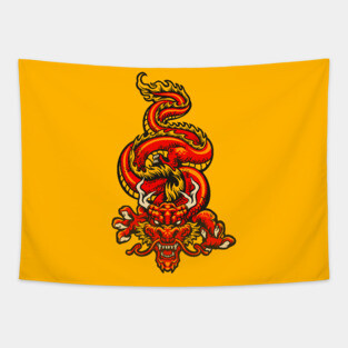Retro Japanese Dragon Tapestry