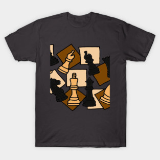 Cool Chess Game Pieces Abstract Art Design T-Shirt