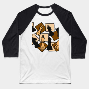 Cool Chess Game Pieces Abstract Art Design Baseball T-Shirt