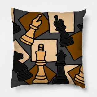 Cool Chess Game Pieces Abstract Art Design Pillow