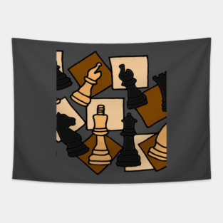 Cool Chess Game Pieces Abstract Art Design Tapestry