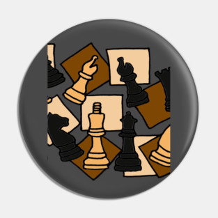 Cool Chess Game Pieces Abstract Art Design Pin