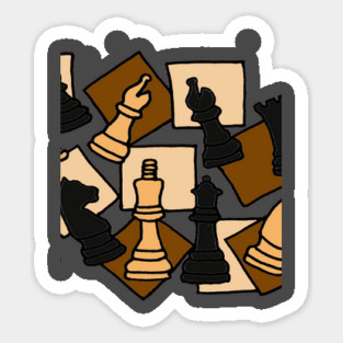 Cool Chess Game Pieces Abstract Art Design Sticker