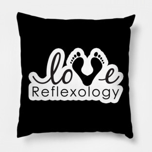 Love Reflexology - (white outline) black font Pillow