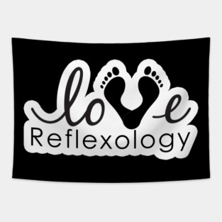 Love Reflexology - (white outline) black font Tapestry