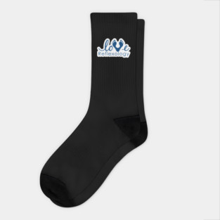 Love Reflexology - (white outline) blue font Socks