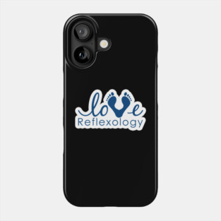 Love Reflexology - (white outline) blue font Phone Case
