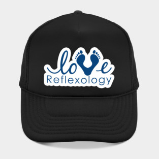 Love Reflexology - (white outline) blue font Hat