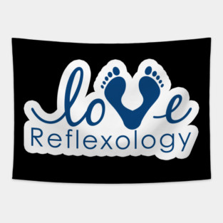 Love Reflexology - (white outline) blue font Tapestry