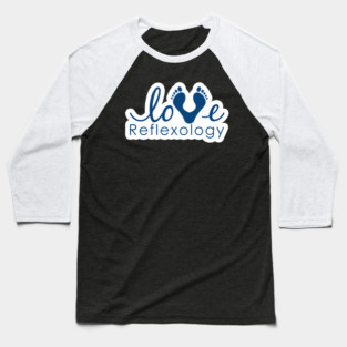Love Reflexology - (white outline) blue font Baseball T-Shirt