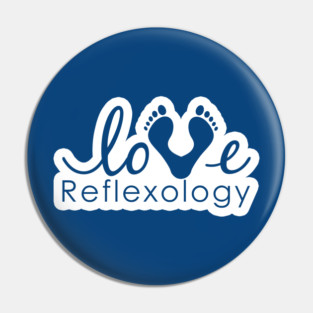 Love Reflexology - (white outline) blue font Pin