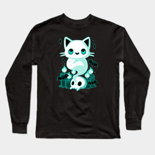 Cute Ghost Cat Long Sleeve T-Shirt