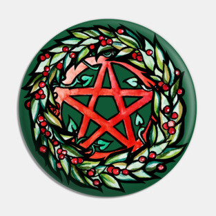 Pagan Witch Yule Wreath Pin