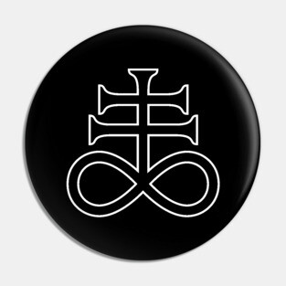 Leviathan Cross Black Body White Outline Pin