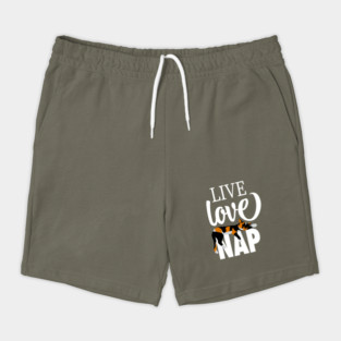 Live Love Nap Sleepy Calico Cat - Lazy Day Kitty Lover Shorts