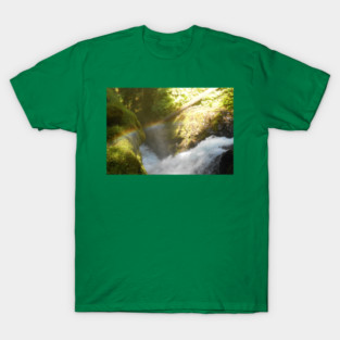 Nature’s Prism – Waterfall Rainbow in the PNW T-Shirt