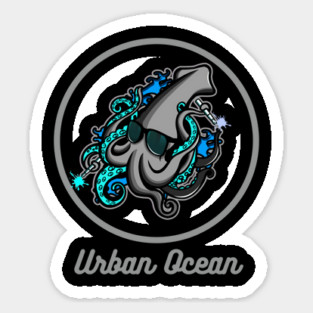 Urban Ocean Squid Logo (Gray) Sticker