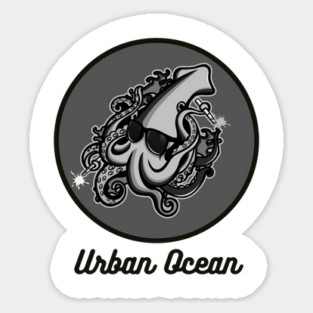 Urban Ocean Squid Logo (Black and Gray) Sticker