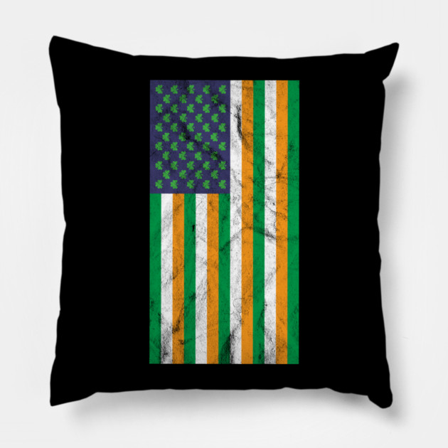 USA and Irish Flag Mashup Pillow by belownormal