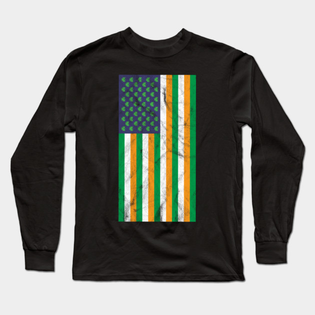 USA and Irish Flag Mashup Long Sleeve T-Shirt by belownormal