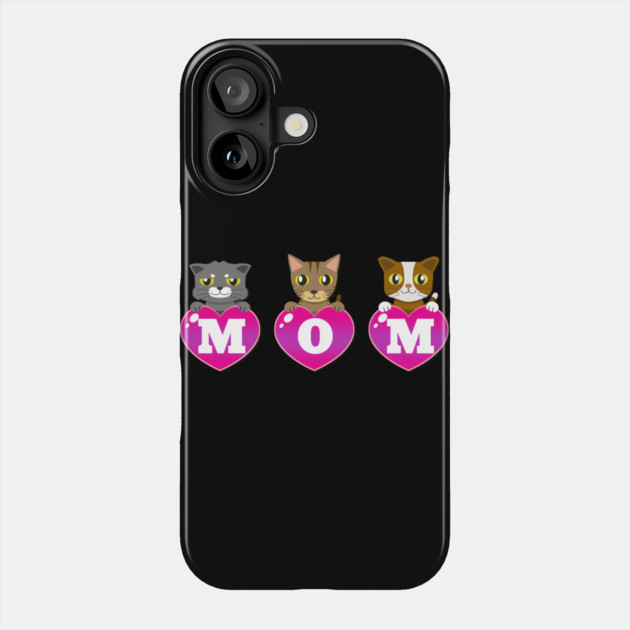 Mom Cat lover hearts Phone Case by creative
