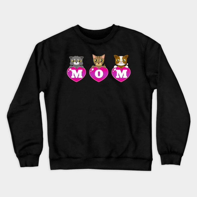 Mom Cat lover hearts Crewneck Sweatshirt by creative