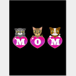 Mom Cat lover hearts Posters and Art