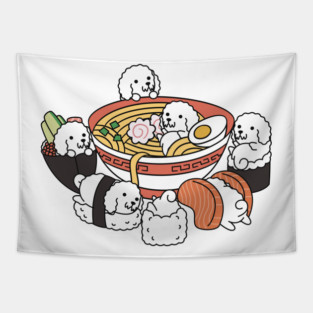 Bichon Frise Ramen Sushi Tapestry