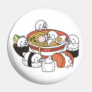 Bichon Frise Ramen Sushi Pin