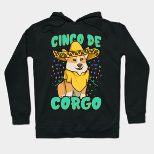 Cinco de Mayo Funny Corgi Dog with a Poncho & Mexican Hat print Hoodie
