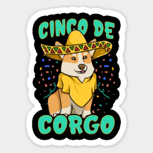 Cinco de Mayo Funny Corgi Dog with a Poncho & Mexican Hat print Magnet