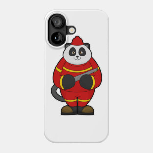 Panda as Firefighter with Hose Phone Case