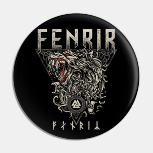 Norse Pagan Fenrir Wolf Ragnarok Viking Mythology Valknut Pin