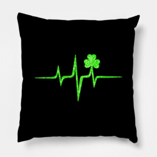 Irish Heartbeat St. Patricks Day Shamrock Music Pillow