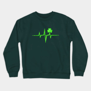 Irish Heartbeat St. Patricks Day Shamrock Music Crewneck Sweatshirt