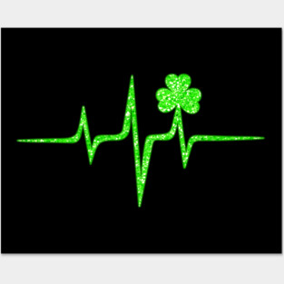 Irish Heartbeat St. Patricks Day Shamrock Music Posters and Art